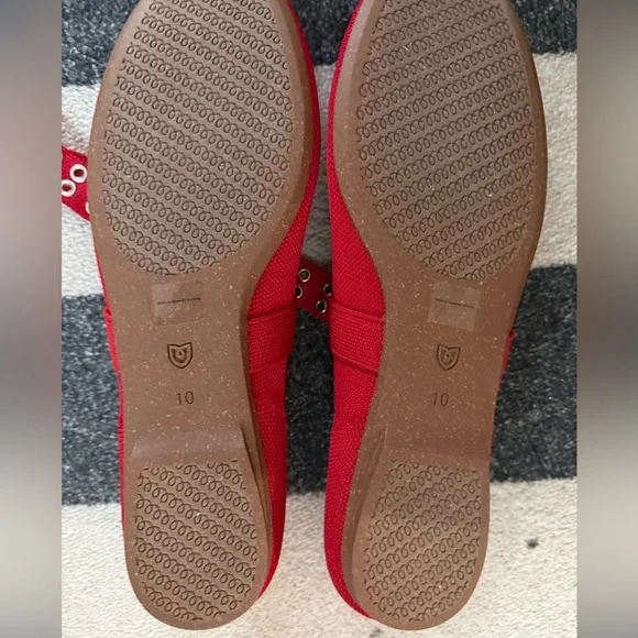 Rothy's Red Mary Jane Flats with Gold Accents - Picture 4 of 7